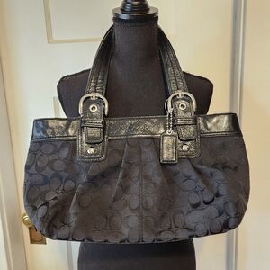 Coach Black Soho Pleated Tote Bag